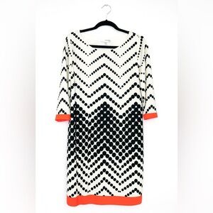 Studio One New York Black/White/Coral Polka Dot Sheath Dress Women’s Size Medium
